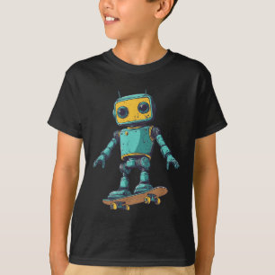 Cool Skating Robot With Skateboard Costume T-Shirt