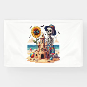 Cool Skeleton at the Beach Banner