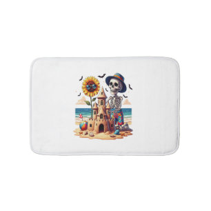 Cool Skeleton at the Beach Bath Mat