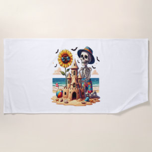 Cool Skeleton at the Beach Beach Towel