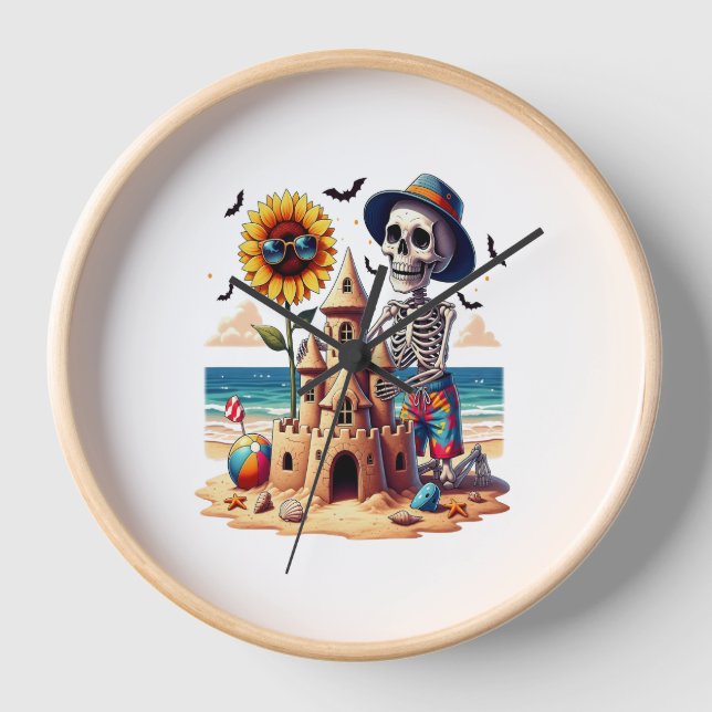 Cool Skeleton at the Beach Clock (Front)