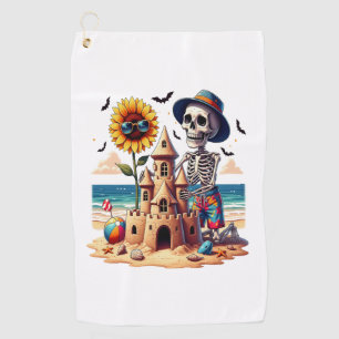 Cool Skeleton at the Beach Golf Towel