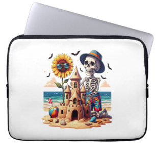 Cool Skeleton at the Beach Laptop Sleeve