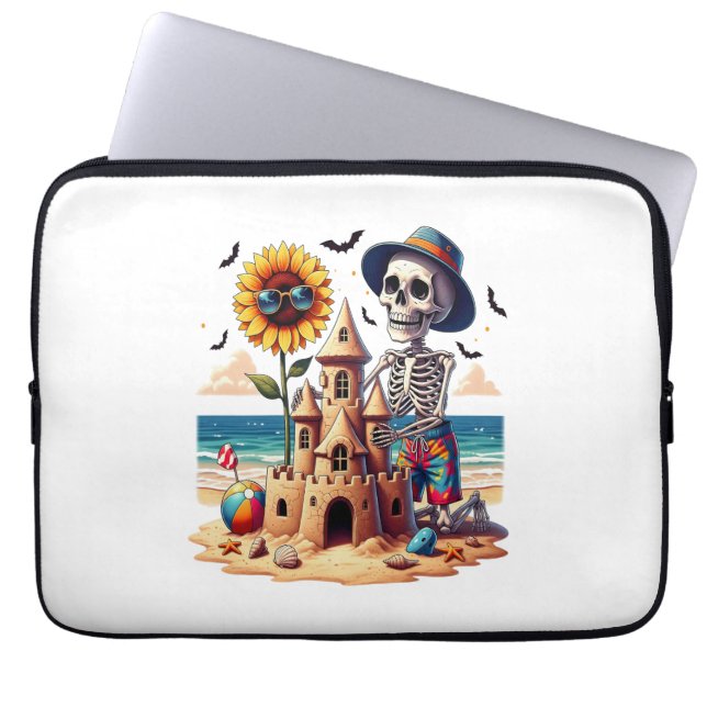 Cool Skeleton at the Beach Laptop Sleeve (Front)