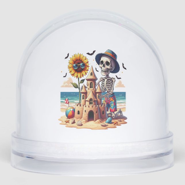 Cool Skeleton at the Beach Snowglobe (Front)