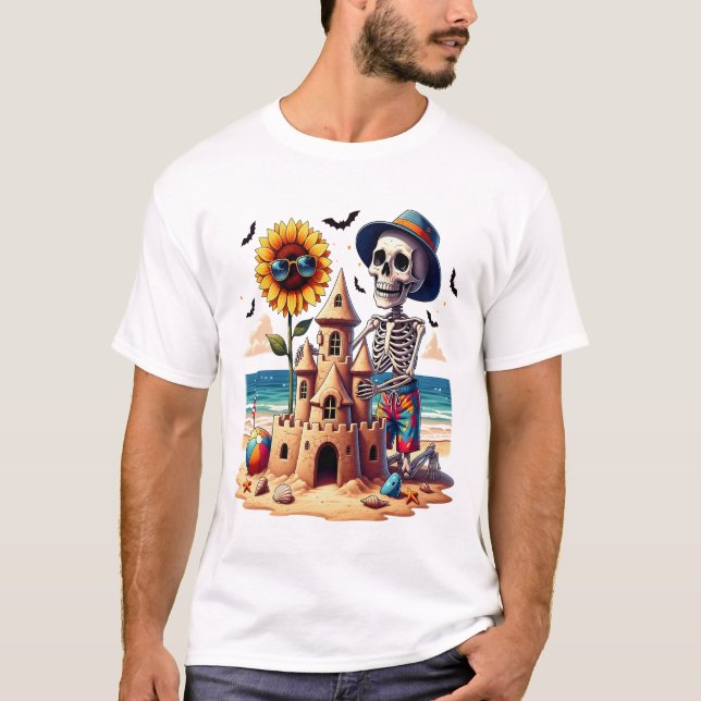 Cool Skeleton at the Beach T-Shirt (Front)