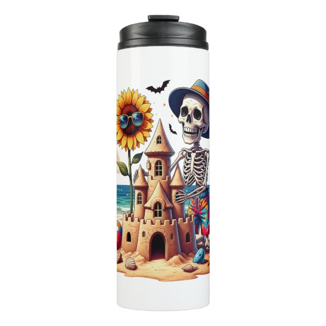 Cool Skeleton at the Beach Thermal Tumbler (Front)