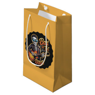 Cool Skeleton Bad to the Bone with Guitar Small Gift Bag