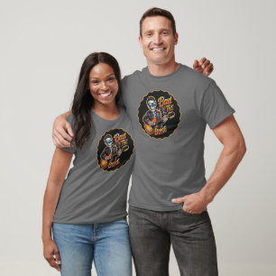 Cool Skeleton Bad to the Bone with Guitar T-Shirt