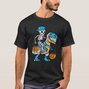 Cool Skeleton Blue Cap Dino Toddler Boys Halloween T-Shirt