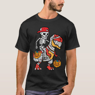 Cool Skeleton Cap Dino Mummy Toddler Boy Halloween T-Shirt