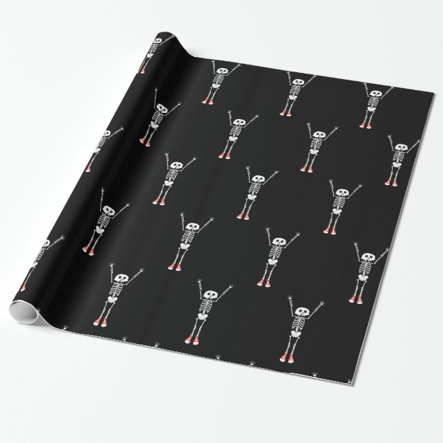 Cool Skeleton Halloween Design Wrapping Paper (Unrolled)