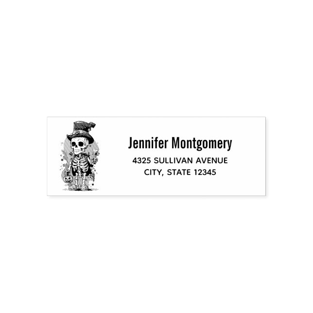 Cool Skeleton in a Top Hat Halloween Address Self-inking Stamp (Design)