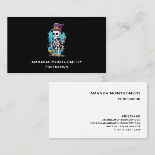 Cool Skeleton in a Top Hat Halloween Business Card