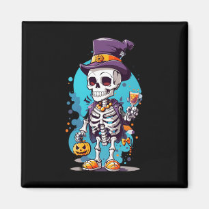 Cool Skeleton in a Top Hat Halloween Magnet