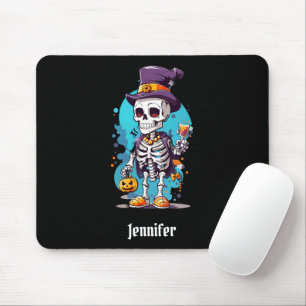 Cool Skeleton in a Top Hat Halloween Mouse Mat
