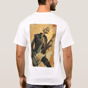 Cool Skeleton in Black Leather Jacket Play Graphic T-Shirt