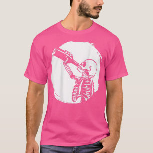 cool skeleton is drinking beer beer and T-Shirt