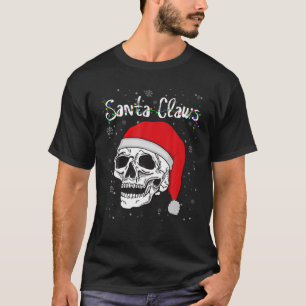 Cool Skeleton Skull Hat Light Santa Claus Christma T-Shirt