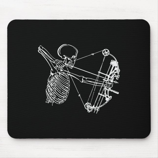 Cool Skeleton With Bow Skull Archery Hunting Gift  Mouse Mat (Front)