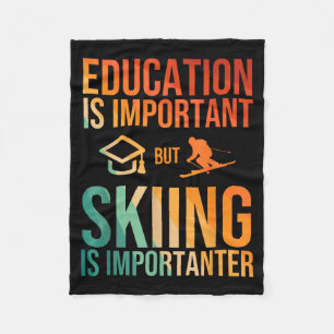Cool ski art for men women kids nordic mountain fleece blanket