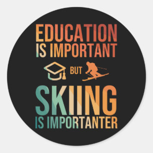 Cool Ski Art For Men Women Kids Nordic Mountain Sk Classic Round Sticker