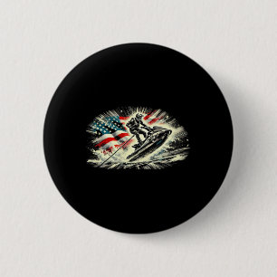 Cool Ski For Men Women Skiers Us American Flag Jet 6 Cm Round Badge