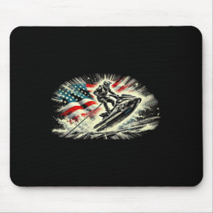 Cool Ski For Men Women Skiers Us American Flag Jet Mouse Mat