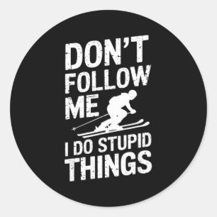Cool ski freestyle funny saying winter sports skie classic round sticker