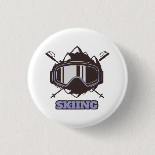 Cool Ski Helmet 3 Cm Round Badge