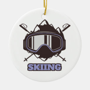 Cool Ski Helmet Ceramic Tree Decoration