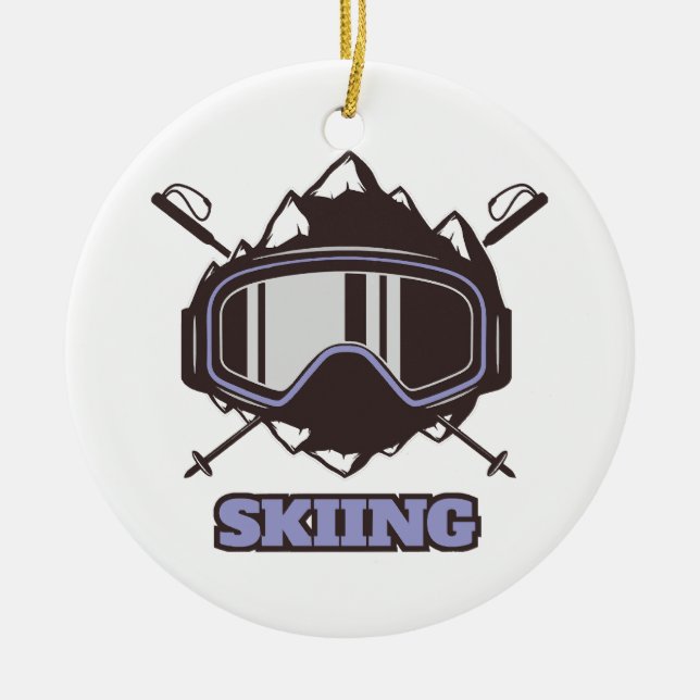 Cool Ski Helmet  Ceramic Tree Decoration (Front)