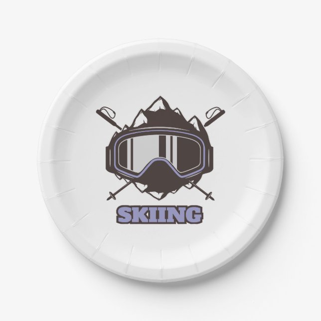Cool Ski Helmet  Paper Plate (Front)