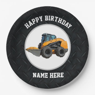 Cool Skid Steer Heavy Equipment Machinery Birthday Paper Plate