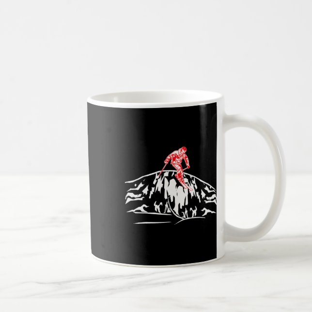 Cool Skiing Skis Downhill Mountain Adventure Skier Coffee Mug (Right)