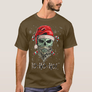 Cool Skull Beard Santa Pirate Christmas Jolly Roge T-Shirt