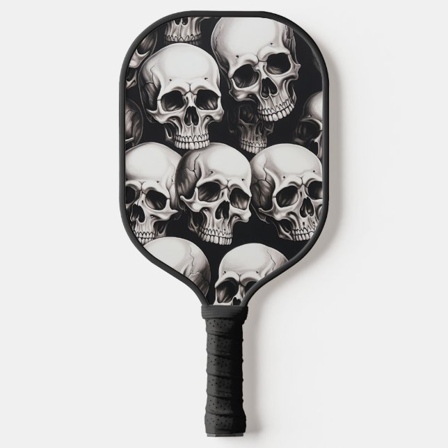 Cool Skull Black and White design Pickleball Paddle (Front)