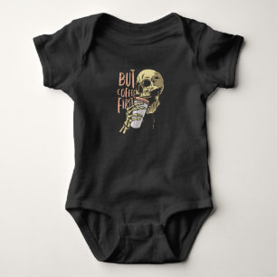 Cool skull coffee fan design baby bodysuit