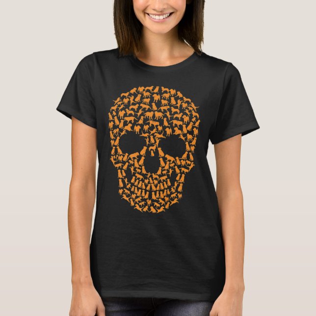 Cool Skull Dog Golden Retriever Halloween Costume  T-Shirt (Front)