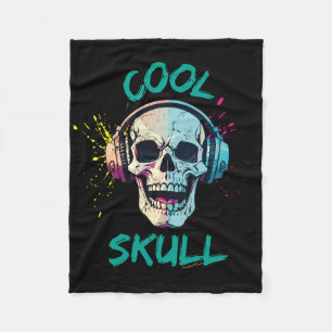 Cool Skull Graphic Sticker Fleece Blanket