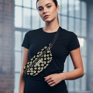 Cool Skull Pattern Monogram Black Fanny Pack
