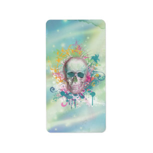 cool skull splatters swirls vintage floral frame label