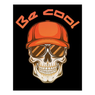 Cool Skull with Cap and Sunglasses Poster