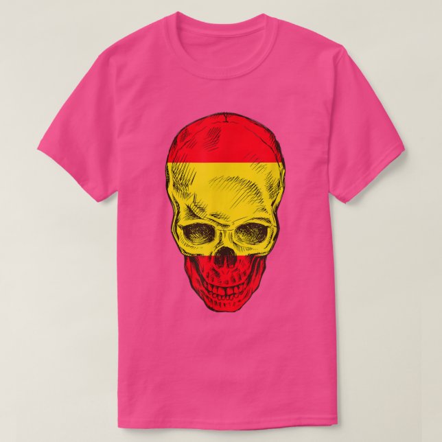 Cool Skull with Spanish Flag T-Shirt Copy (Design Front)