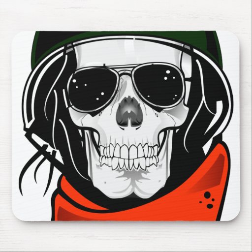 Image of cool skull with sunglasses and helmet Mouse Mat