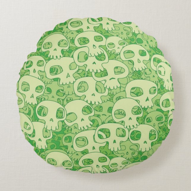 Cool skulls round cushion (Front)