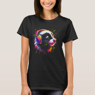 Cool Skunk Headphone Music Art Christmas Birthday T-Shirt