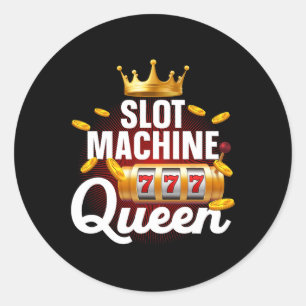 Cool Slot Machine Queen Art For Women Girls Casino Classic Round Sticker
