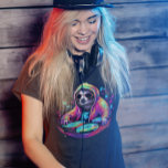 Cool Sloth DJ Neon T-Shirt<br><div class="desc">This design may be personalised by choosing the Edit Design option. You may also transfer onto other items. Contact me at colorflowcreations@gmail.com or use the chat option at the top of the page if you wish to have this design on another product or need assistance with this design. See more...</div>