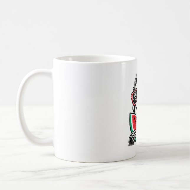 Cool Sloth Eating Watermelon Coffee Mug (Left)